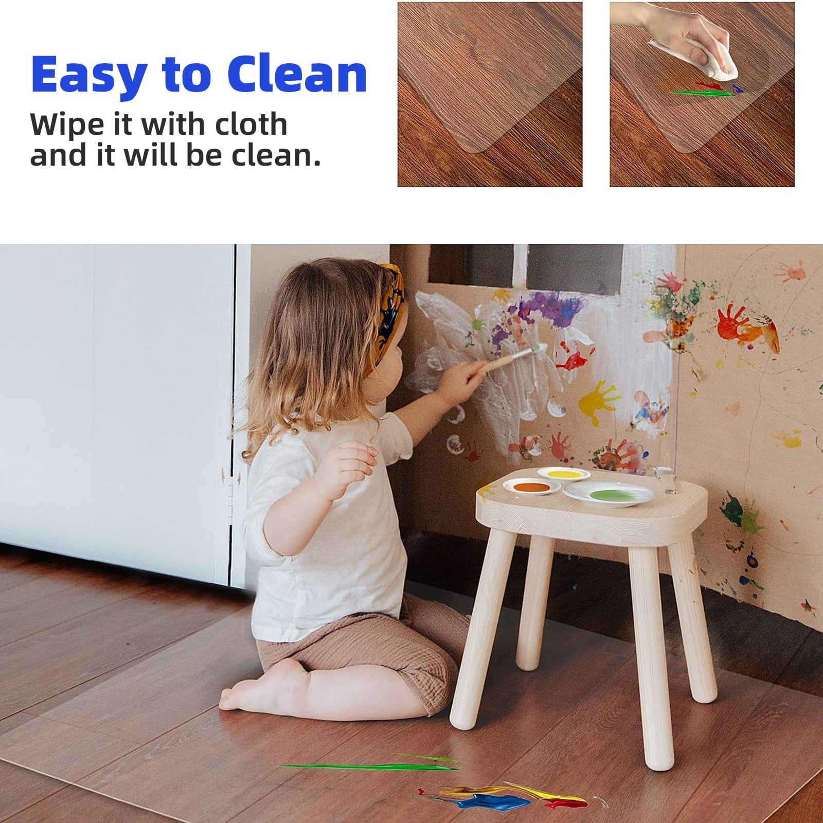 Kailwokk Office Mat,36" x 48" Rectangle Clear Chair Mat for Easy Glide,PVC Floor Mat for Office and Home Hardwood Floor