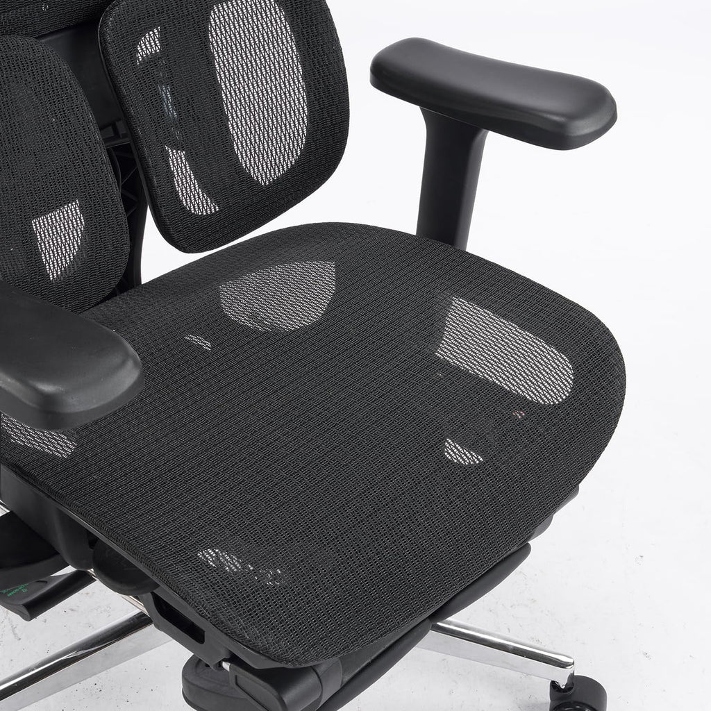 Ergonomic Mesh Office Chair with Armrests, Big and Tall Desk Chair with Lumbar Support, High Back Swivel Computer Chair for Home Office (Black Mesh Dual Support)