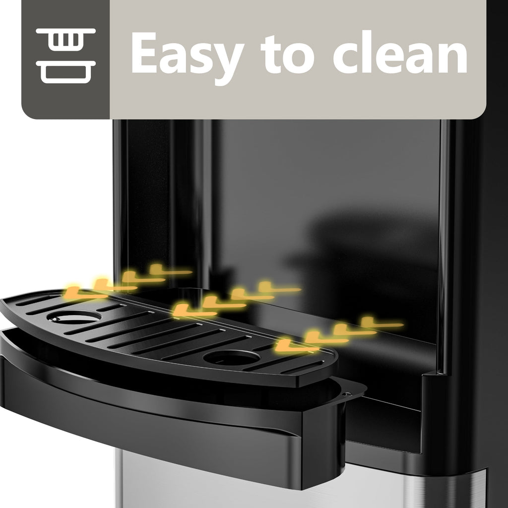 Simzlife Top Loading Hot and Cold Water Dispenser for 3 or 5 Gallon Bottles, Equipped with Child Safety Lock, Suitable for Home Kitchens, Offices and More, Black