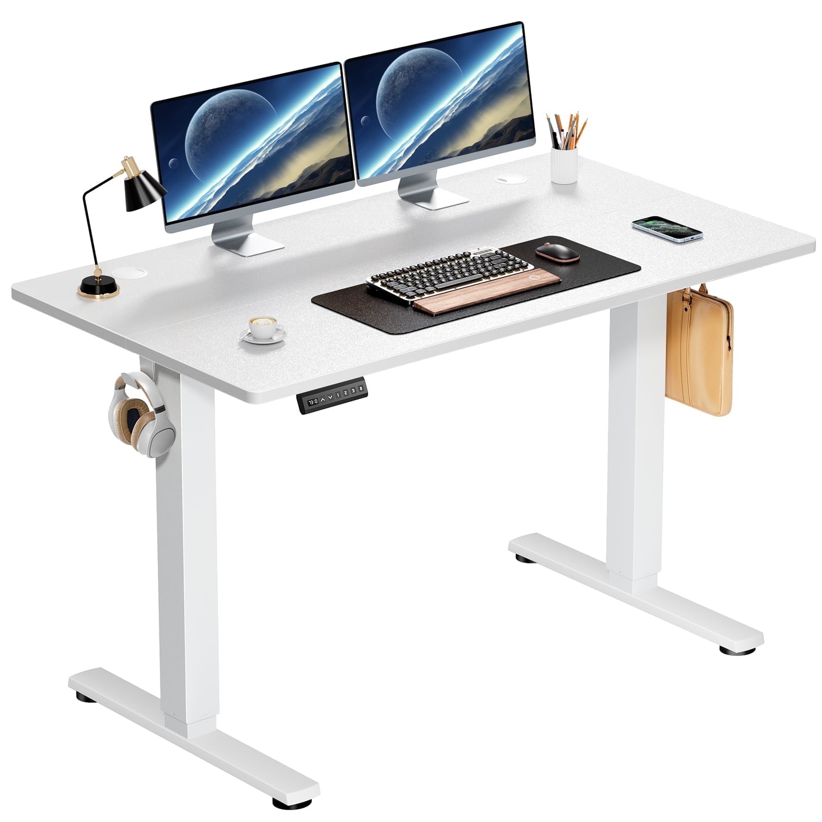 edx Electric Standing Desk, Height Adjustable Desk, 55 x 24 Inches Ergonomic Stand up Desk with Memory Preset and T-Shaped Metal Bracket for Home Office