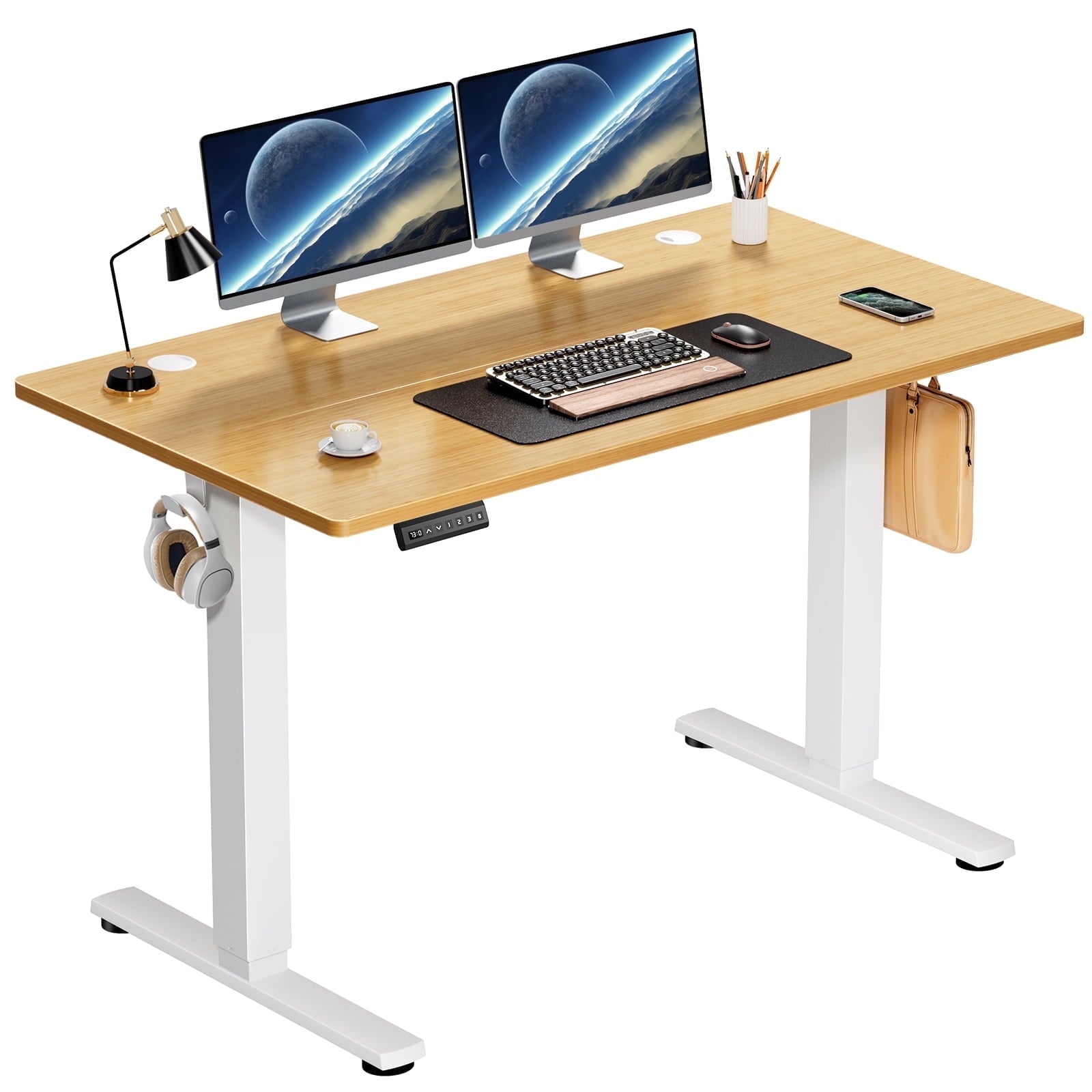 edx Electric Standing Desk, Height Adjustable Desk, 55 x 24 Inches Ergonomic Stand up Desk with Memory Preset and T-Shaped Metal Bracket for Home Office