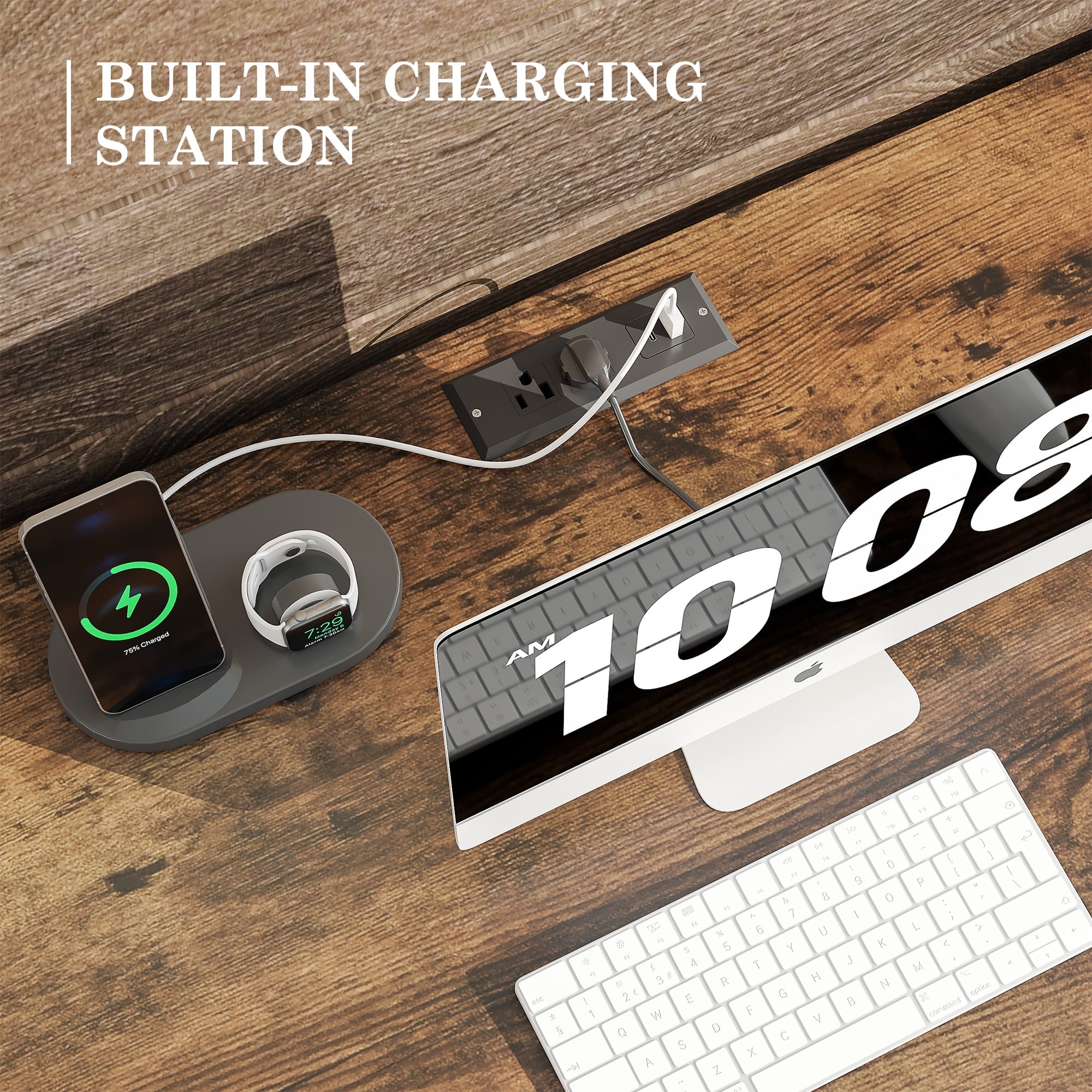 Alohappy Executive Desk with File Drawers, 55'' Farmhouse Desk Modern for Adult Home Office, White