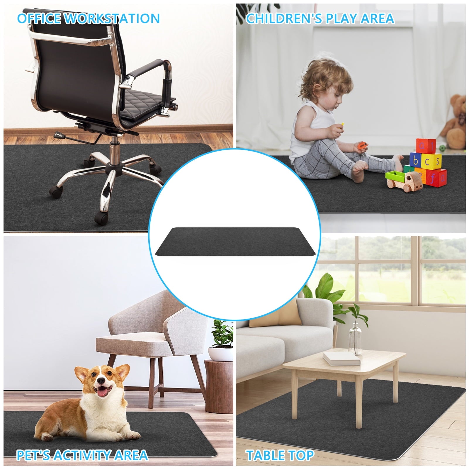 Hardwood Floor Office Chair Mats, 55" x 35",Floor Protector For Desk Chair,Dark Grey