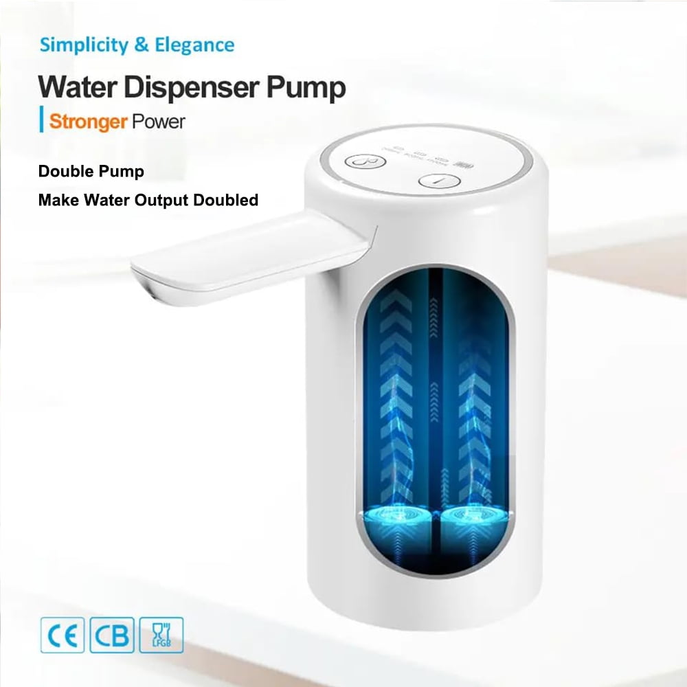 Kifunppy 5 Gallon Water Dispenser Double Pump Rechargeable, Water Dispenser for 5 Gallon Bottle Bottom Loading , Enhance Water Output Portable Automatic Drinking Mini Water Dispenser