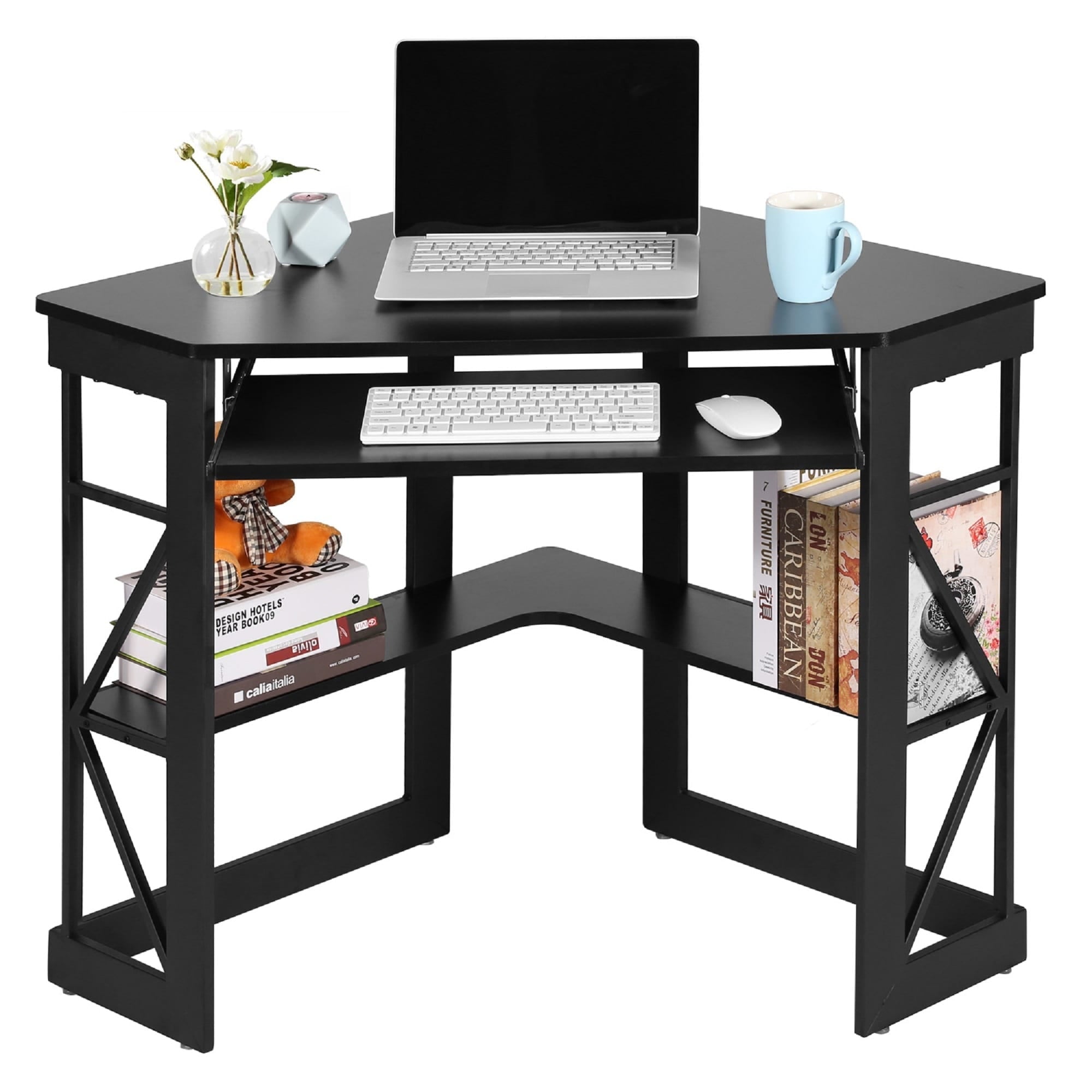 Black Triangle Corner Desk, Office/Computer/Writing Desk for Student Apartments